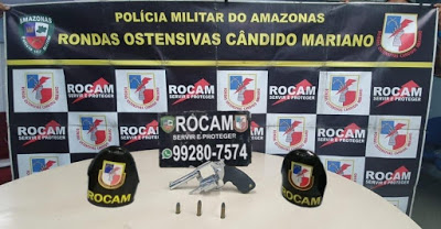 Policiais militares da Rocam detiveram suspeito com arma de fogo na zona leste