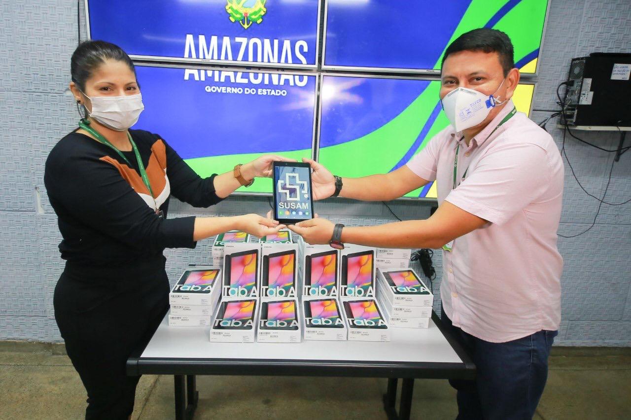 Tablets doados por empresa do Polo Industrial de Manaus vão ajudar FVS e unidades de saúde no monitoramento da Covid-19