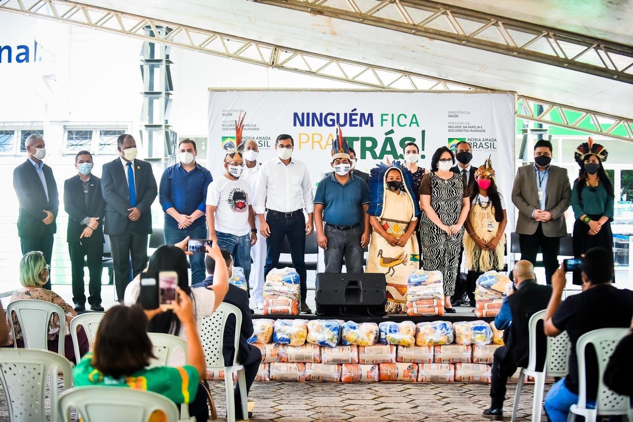 Wilson Lima destaca parceria com Governo Federal durante entrega de cestas básicas para comunidades indígenas