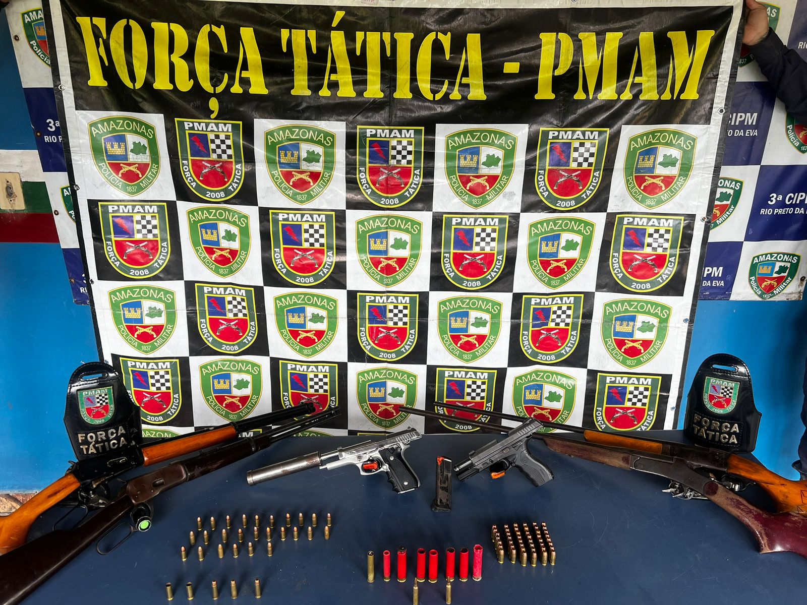 PMAM registra aumento de 13,69% na apreensão de armas e 153,28% de munições no primeiro semestre de 2024