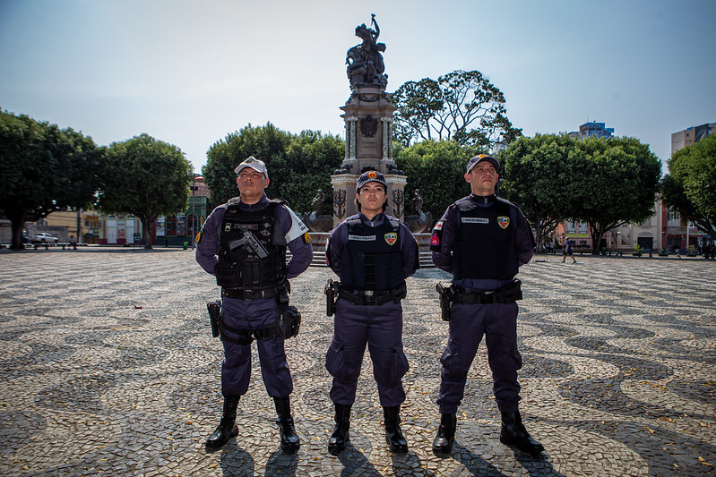 Alunos soldados da Polícia Militar do Amazonas reforçam policiamento ostensivo, em Manaus